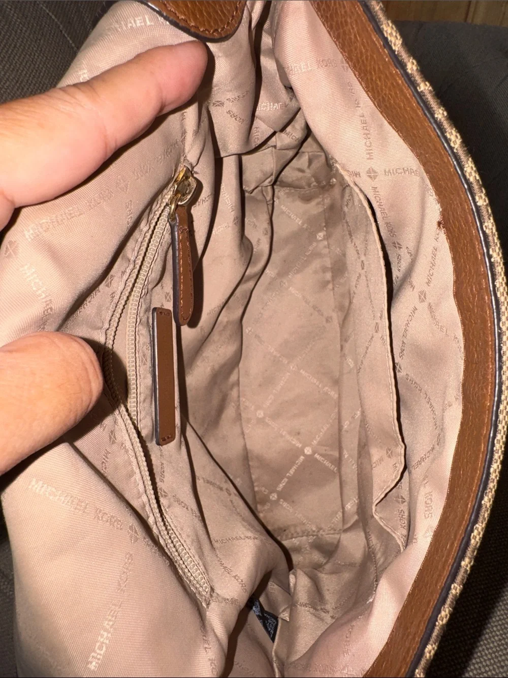 Michael Kors Tan Brown MK Logo Shoulder Bag
